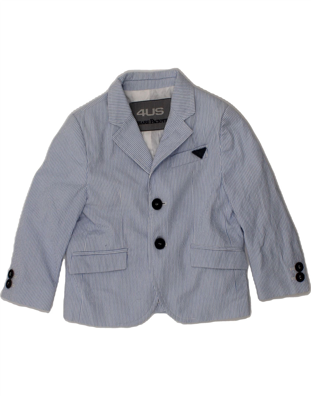 CESARE PACIOTTI Baby Boys 2 Button Blazer Jacket 12-18 Months Blue Striped Vintage Cesare Paciotti and Second-Hand Cesare Paciotti from Messina Hembry 