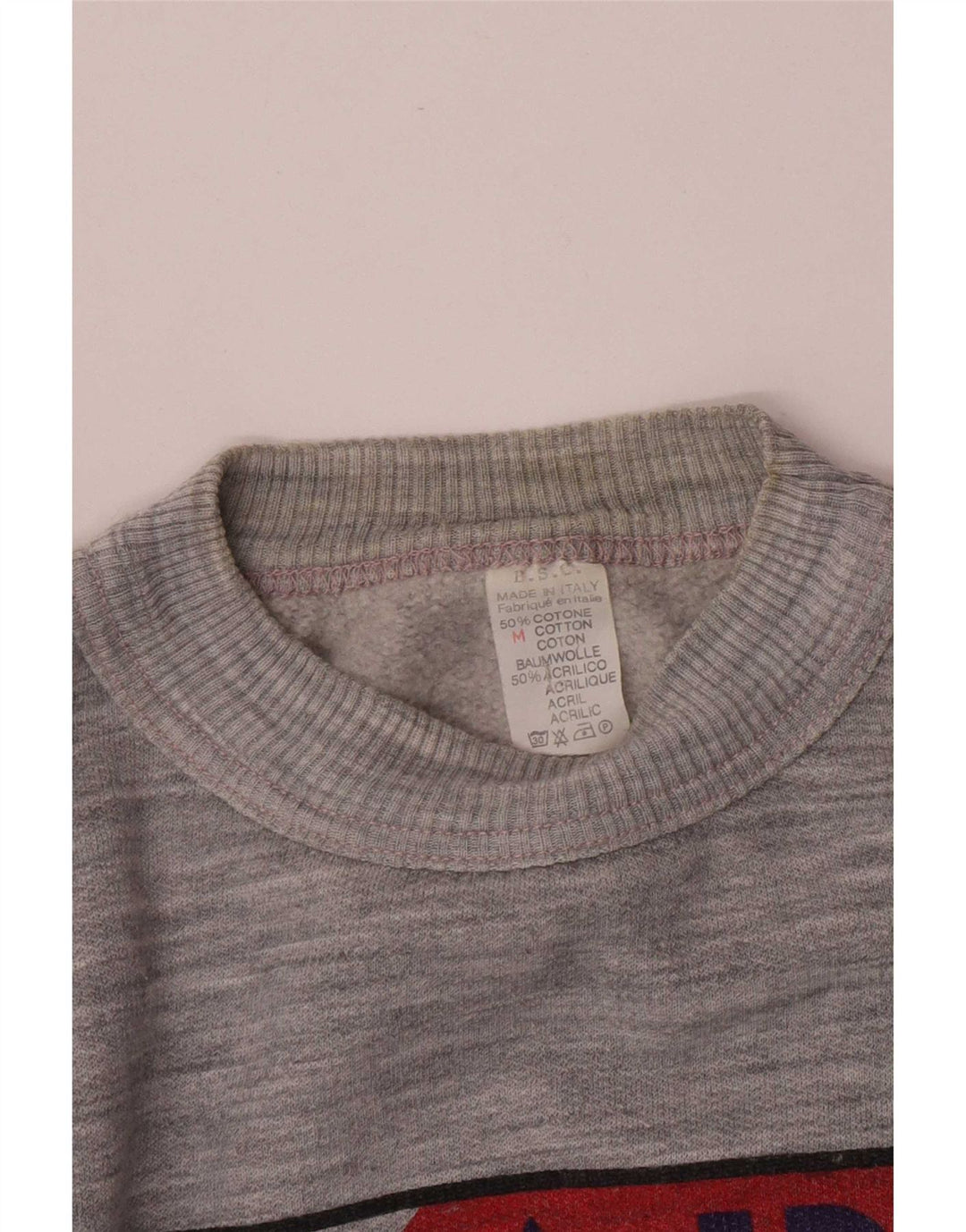 vintage Womens Graphic Sweatshirt Jumper UK 14 Medium Grey Colourblock