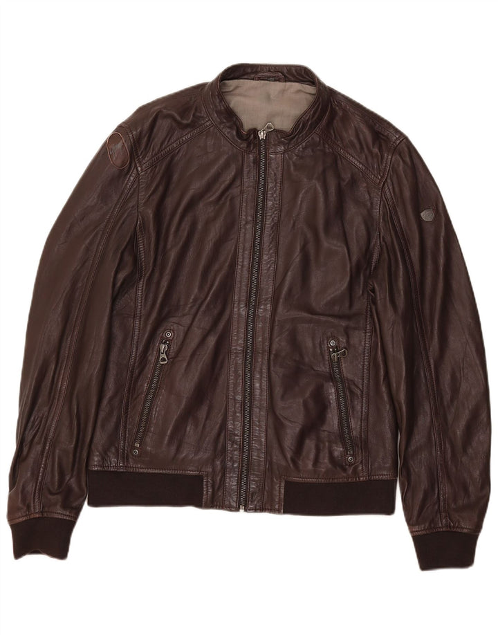 Veste en cuir homme vintage UK 36 Petit cuir marron