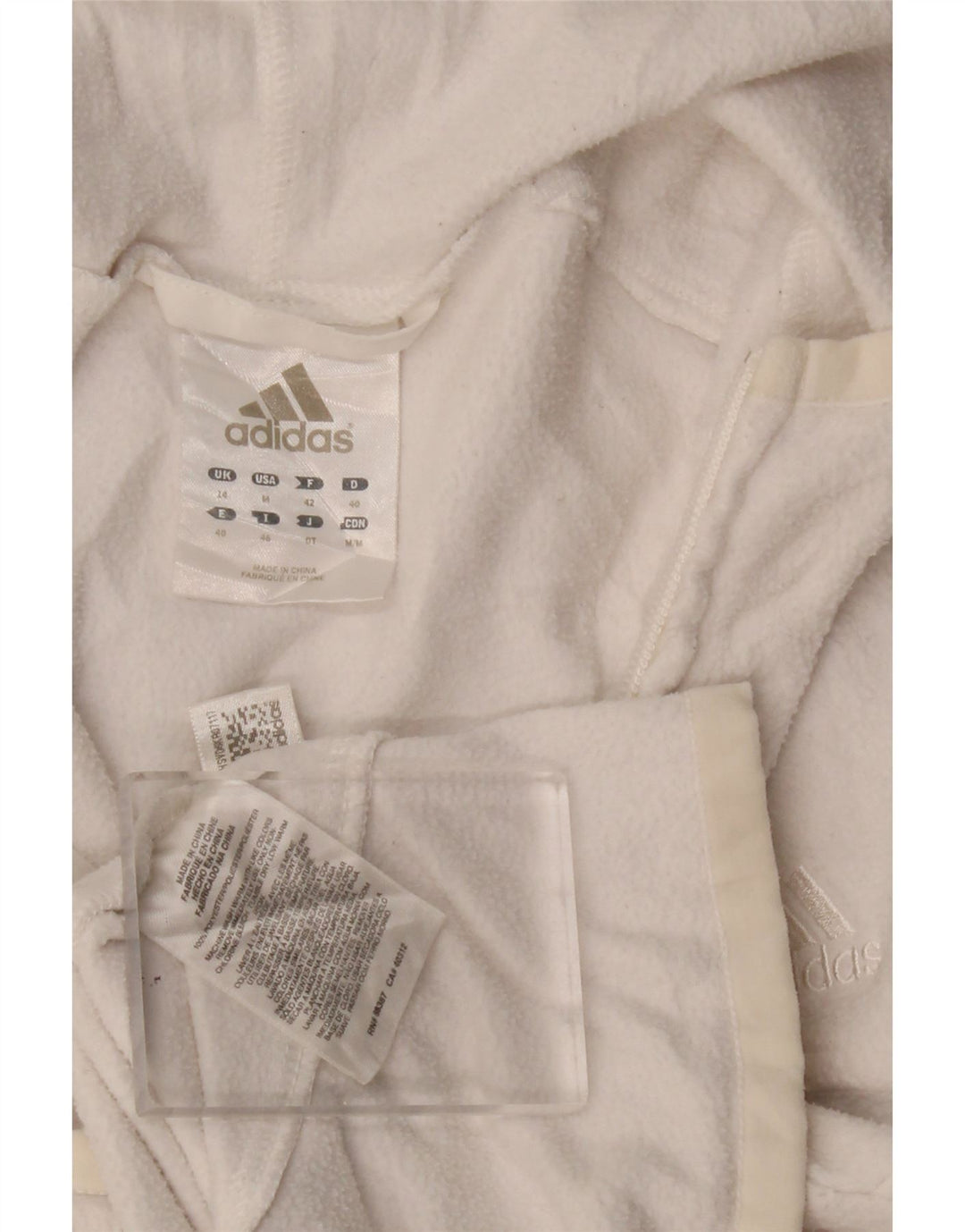 Adidas Veste polaire à capuche pour femme UK 12 Polyester blanc moyen