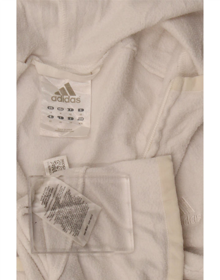 Adidas Veste polaire à capuche pour femme UK 12 Polyester blanc moyen