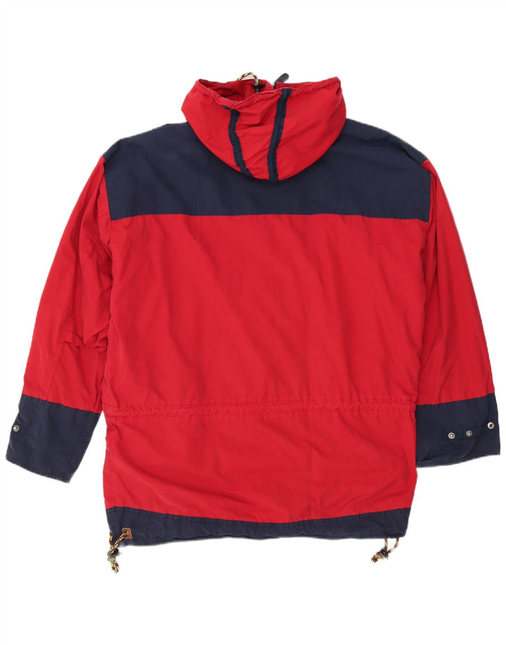 NORHEIM Veste Anorak à capuche pour homme UK 40 Large Rouge Colourblock Coton