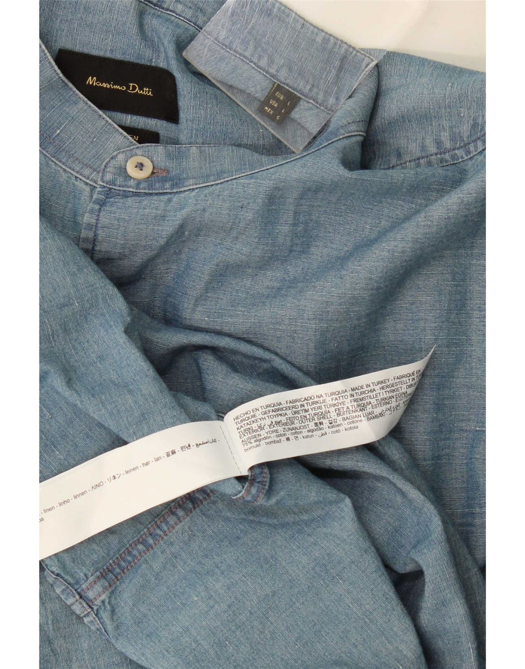 Massimo Dutti Chemise Homme Large Bleu Coton