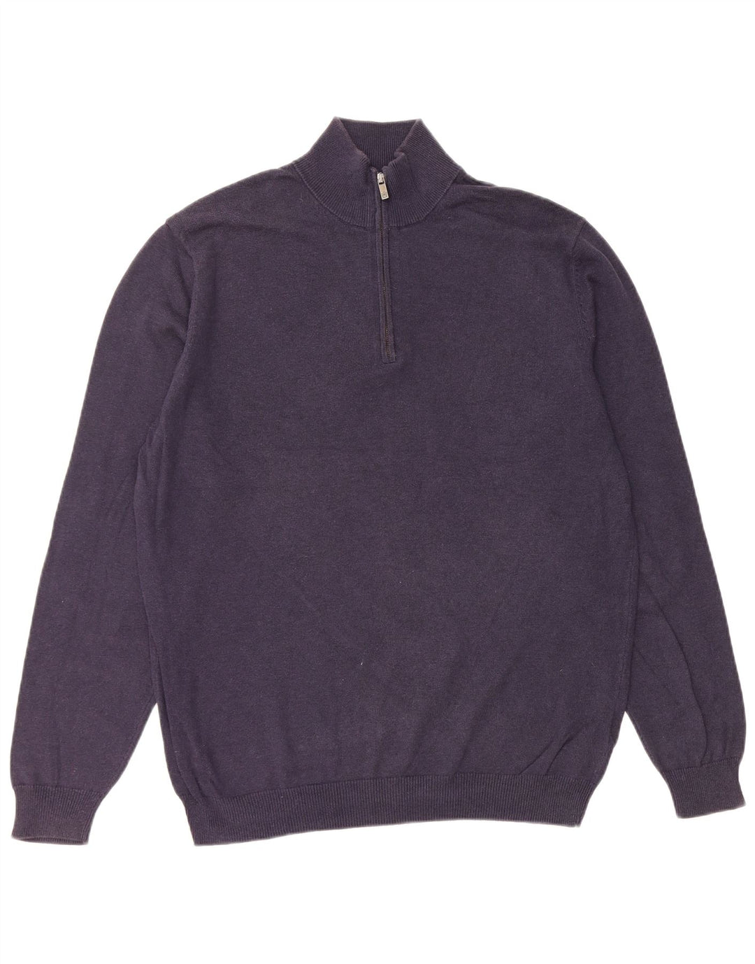 MASSIMO DUTTI Pull col zippé pour homme en coton bleu marine Taille L