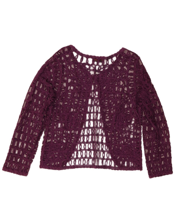 Stephen Y Haut transparent à manches longues au crochet pour femme UK 16 Large Violet