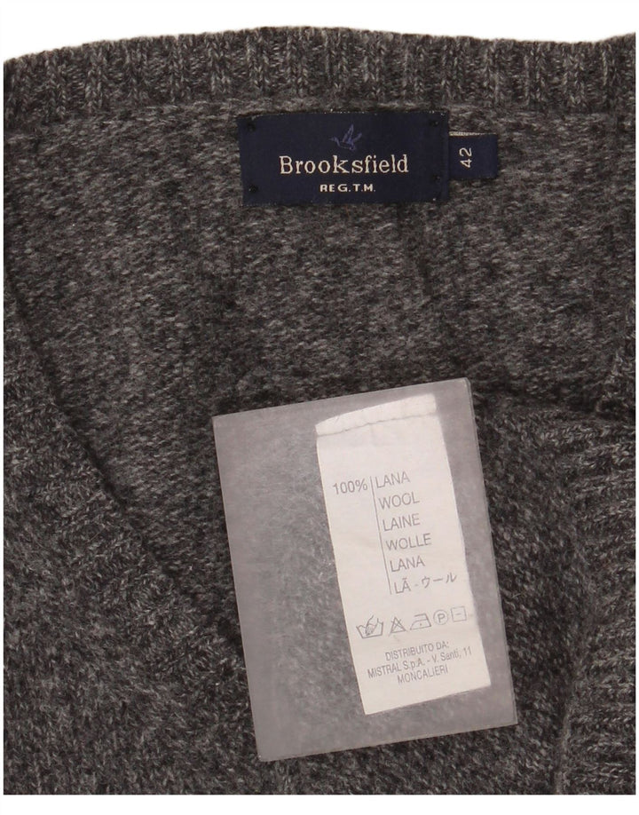 Brooksfield Pull Col V Femme IT 42 Laine Mouchetée Gris Moyen