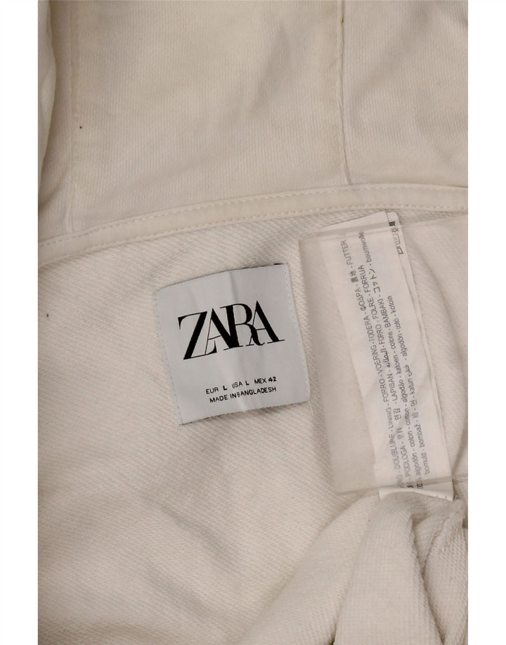 Zara Pull à capuche zippé pour homme Grand coton blanc