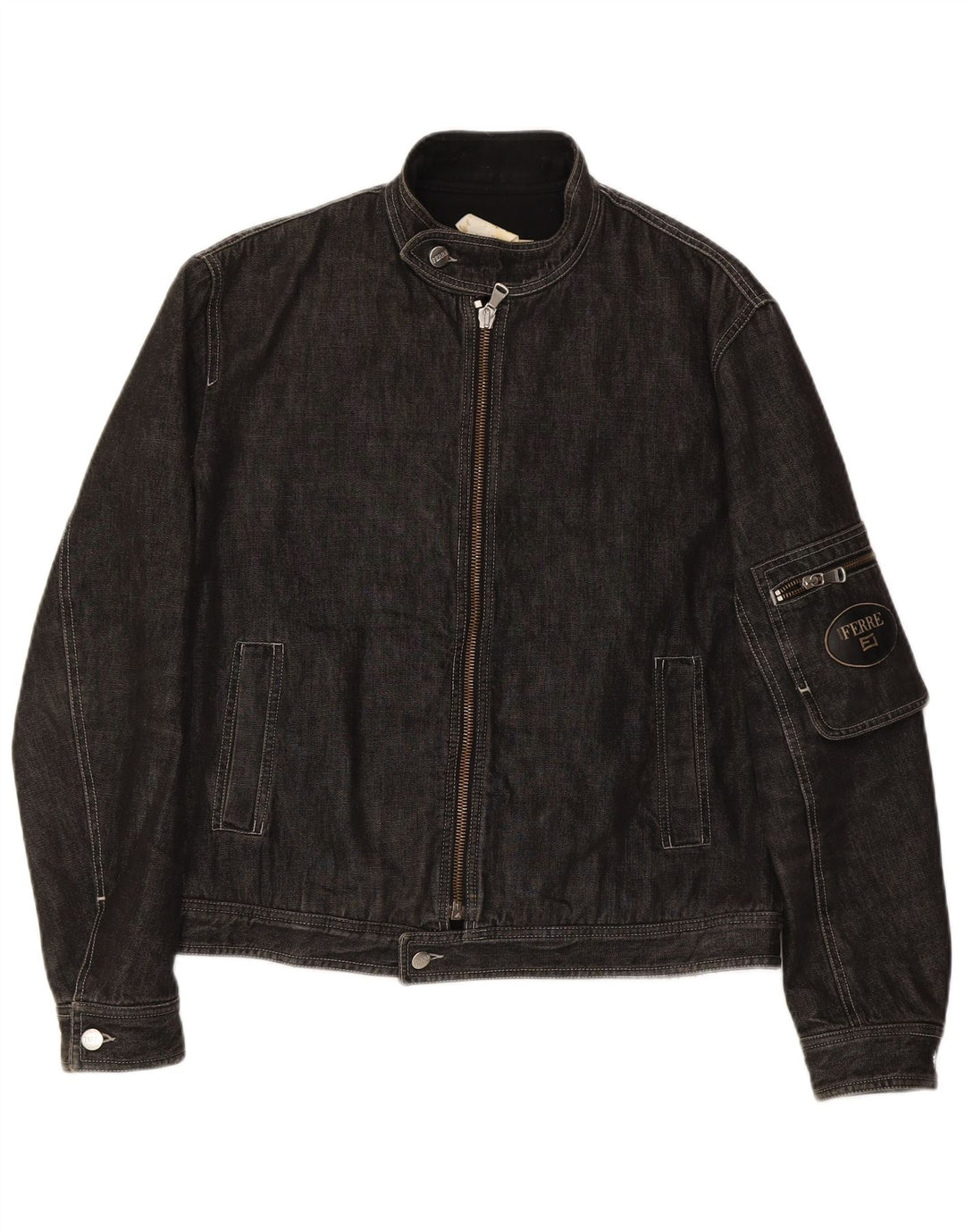 FERRE Mens Denim Jacket UK 40 Large Black