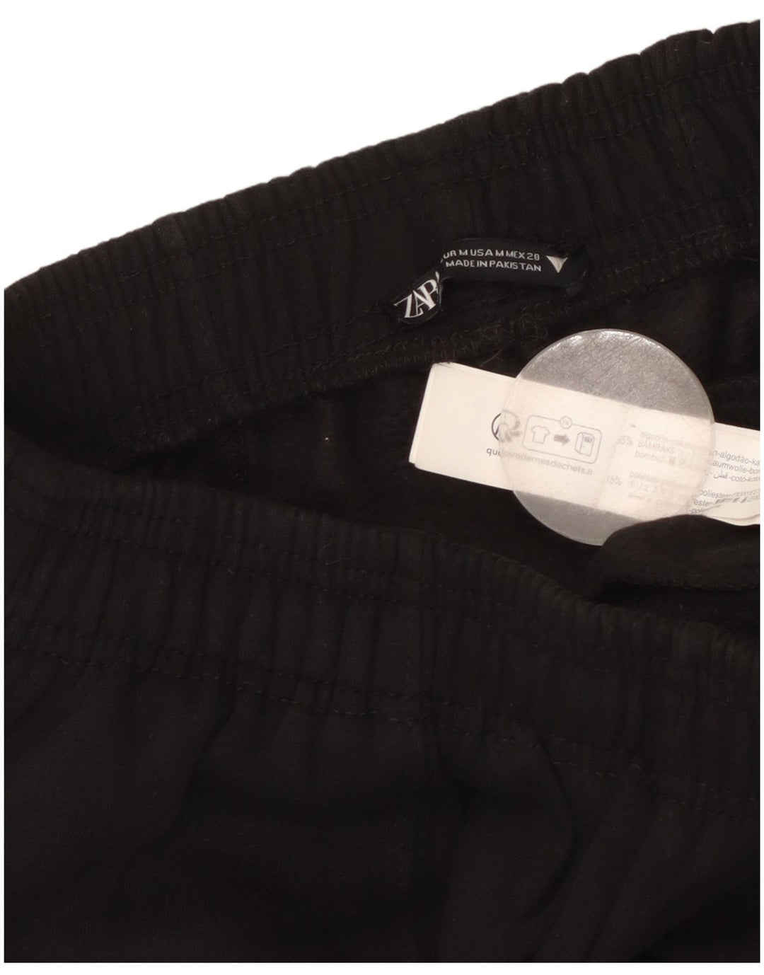 Zara Pantalon de survêtement pour femme UK 12 Coton noir moyen