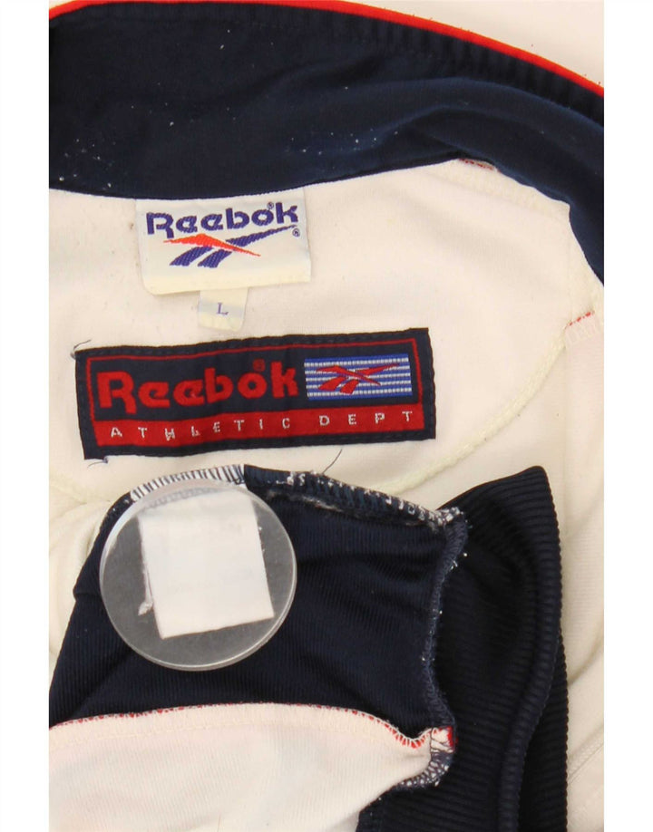 Reebok Veste de survêtement pour homme Large Blanc Colorblock Polyester