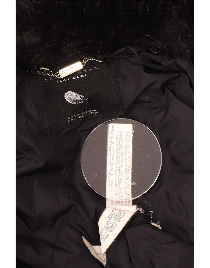 Zara Veste matelassée pour femme UK 14 Large Noir Polyester