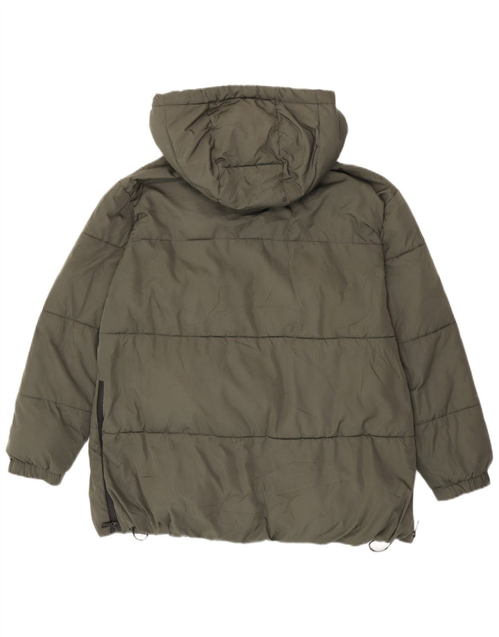 Zara Veste matelassée surdimensionnée à capuche pour femme UK 14 Polyester vert moyen