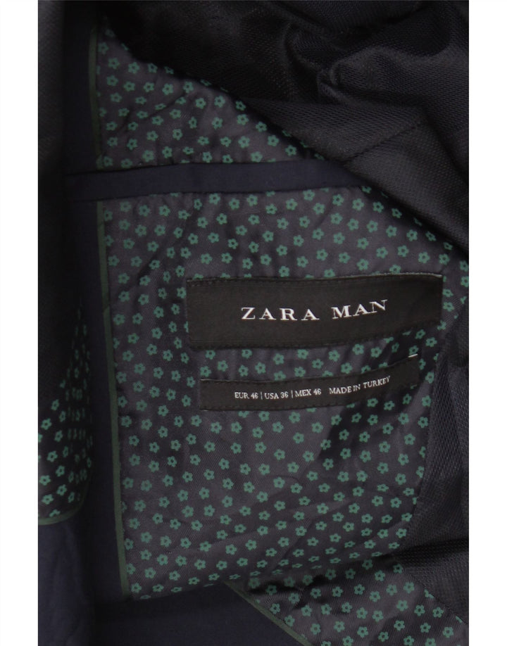 Zara Veste Blazer 2 Boutons Homme EU 46 Petit Bleu Marine