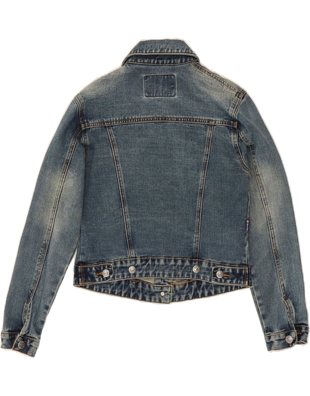 VINTAGE Womens Denim Jacket UK 12 Medium Blue Cotton Vintage Vintage and Second-Hand Vintage from Messina Hembry 