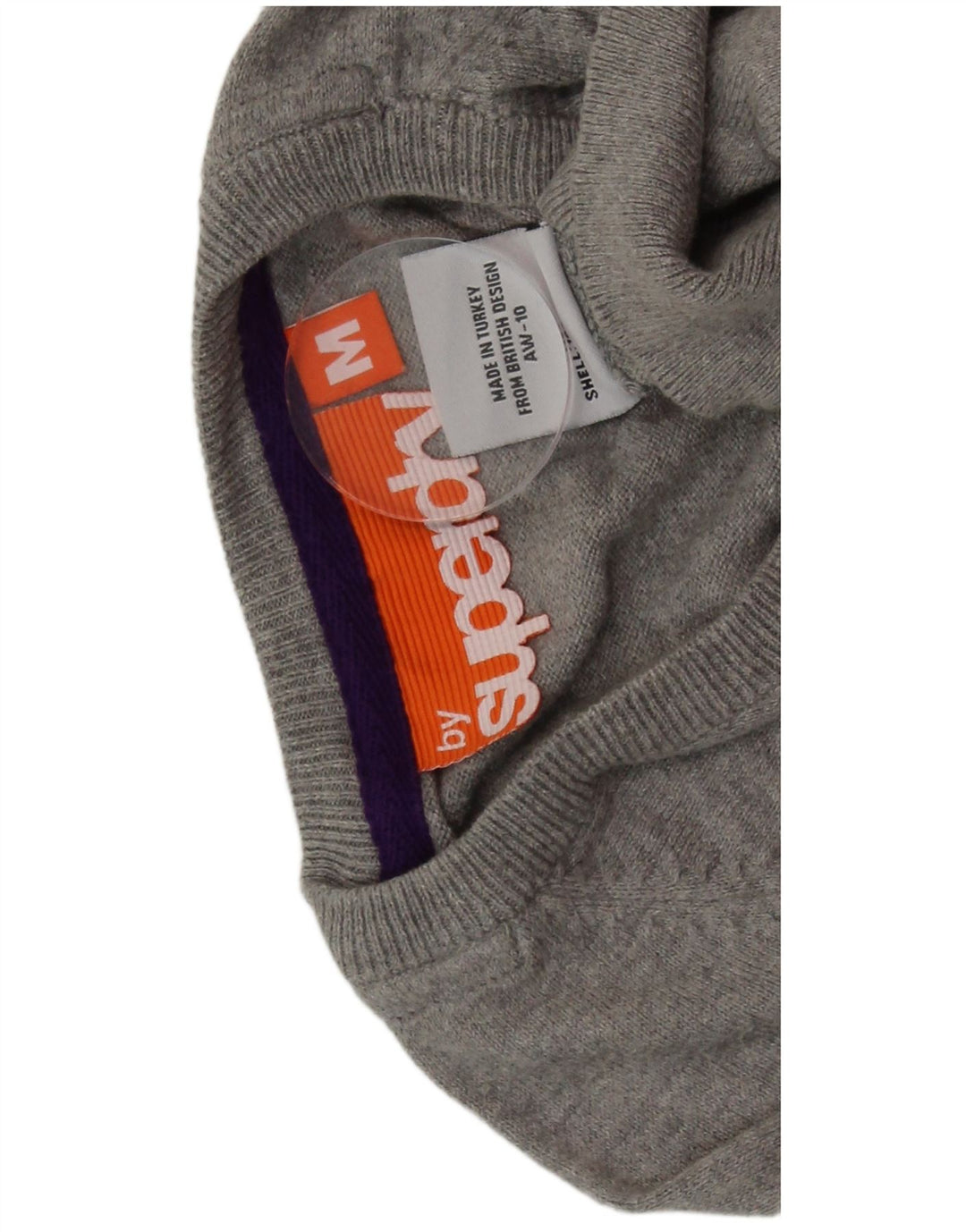 SUPERDRY Pull Col V Homme Gris Moyen Coton