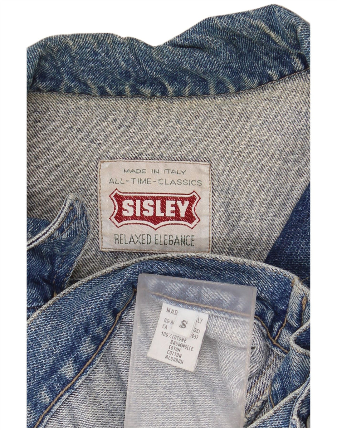SISLEY Veste en jean surdimensionnée pour femme UK 10 Petit coton bleu