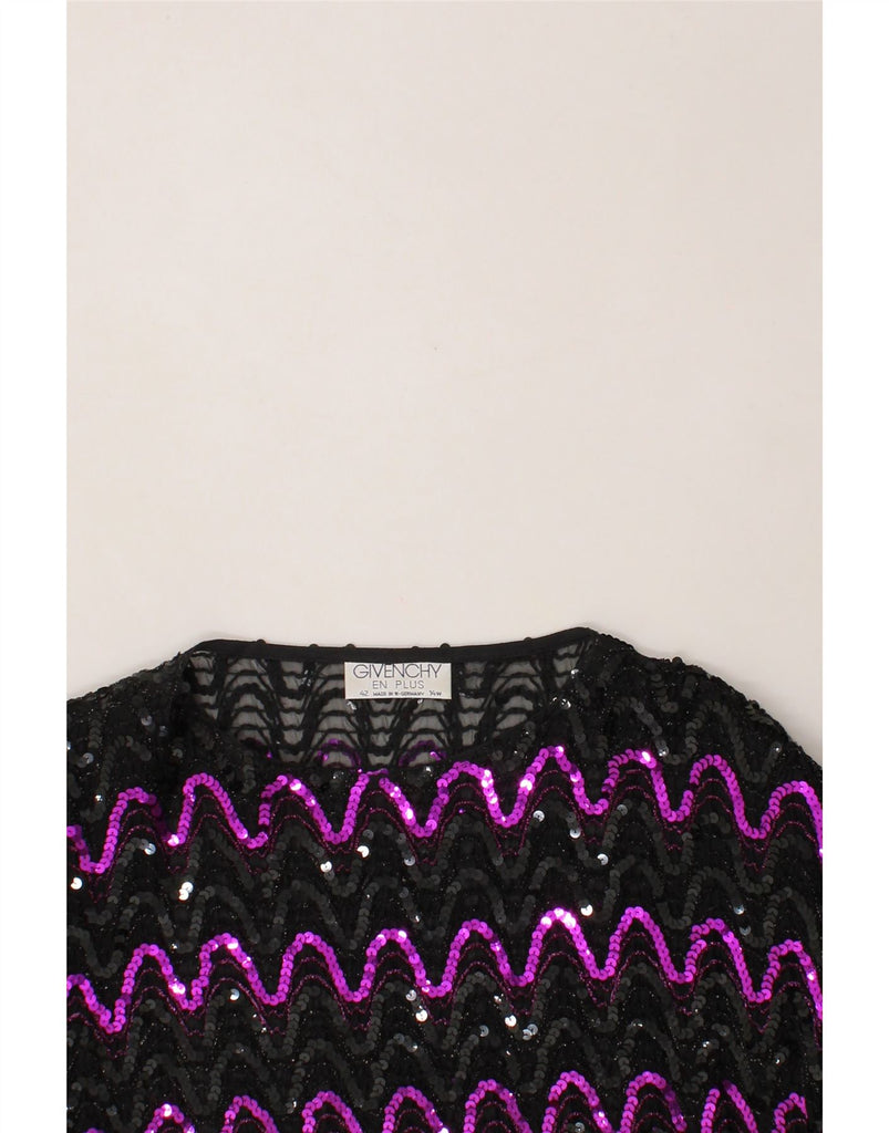 GIVENCHY Womens Sequin See Through Top EU 42 Large Black Chevron Vintage Givenchy and Second-Hand Givenchy from Messina Hembry 