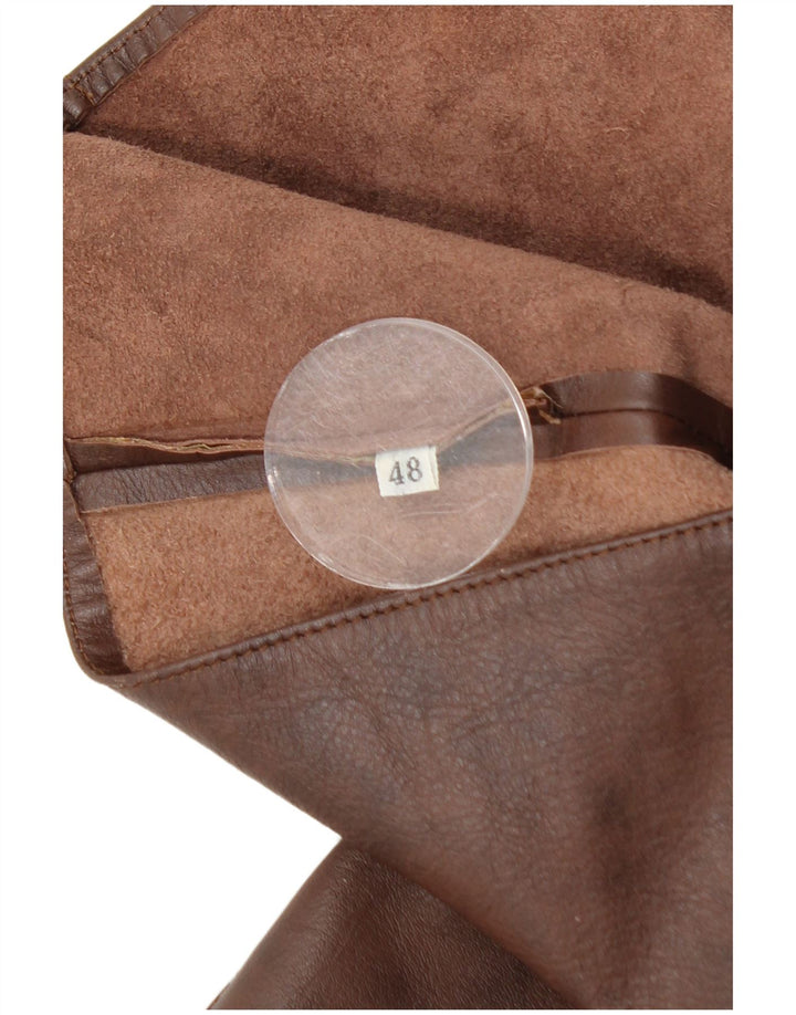 VINTAGE Gilet en cuir femme IT 48 XL Cuir marron