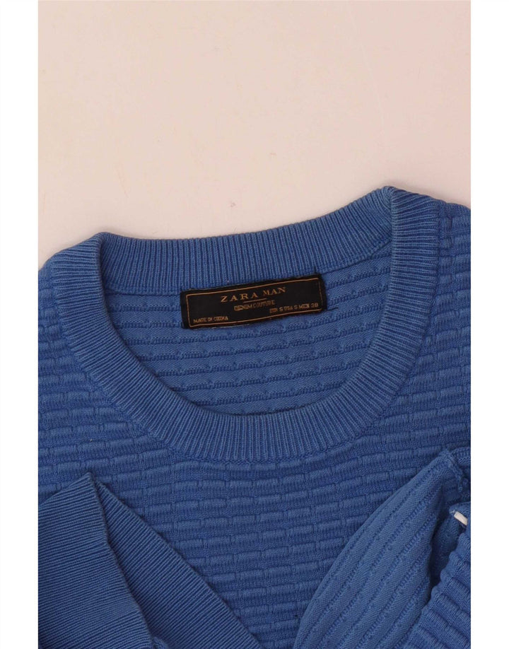 Zara Pull à col rond pour homme Petit Bleu