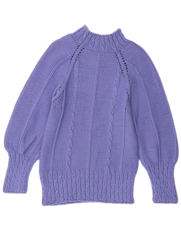vintage Womens Turtle Neck Jumper Pull UK 16 Grand Violet
