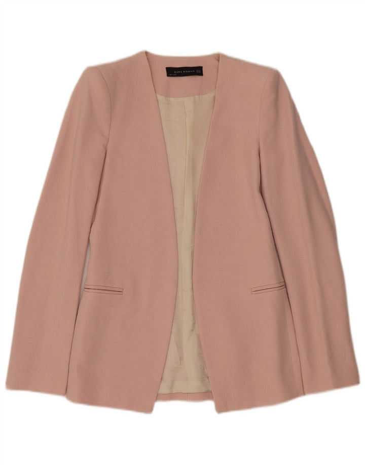 Zara Veste Blazer Ouverte Femme UK 6 XS Rose Viscose