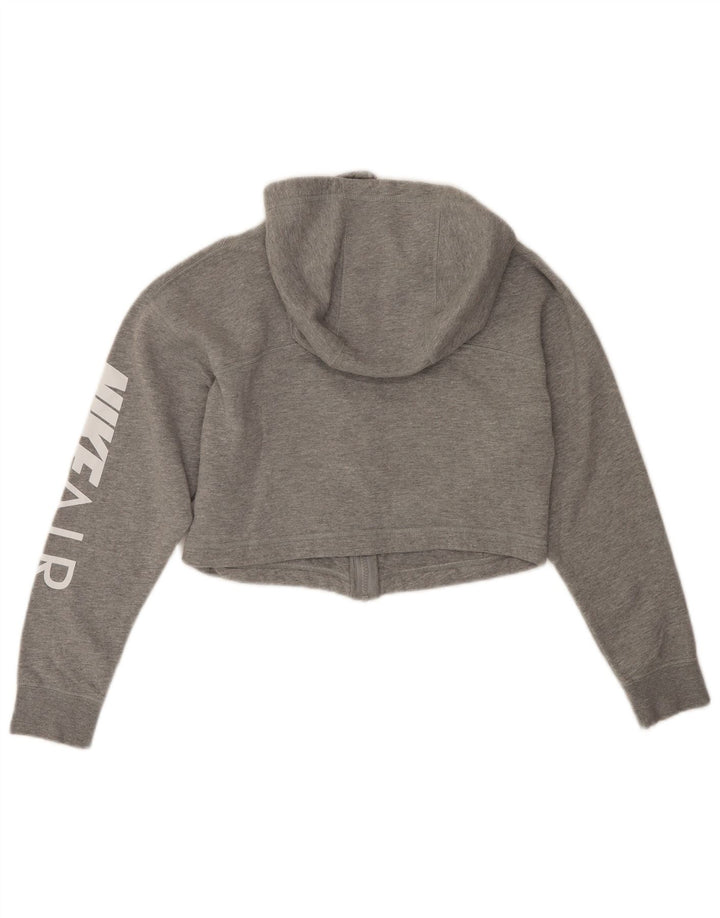 NIKE Pull à capuche zippé surdimensionné pour femme UK 6 XS Gris Coton