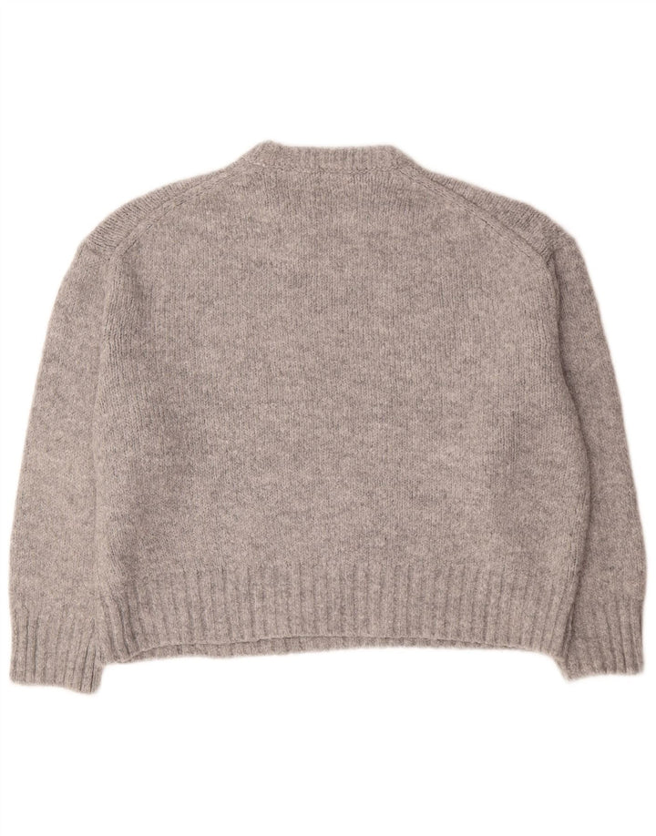 Zara Pull surdimensionné à col rond pour femme UK 14 Acrylique gris moyen