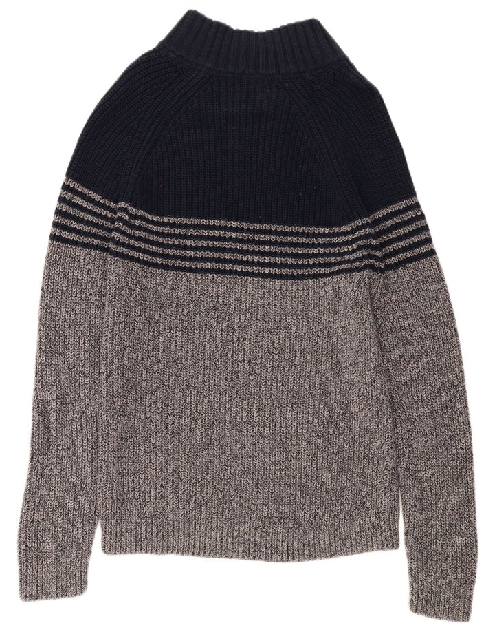 WHITE STUFF Pull à col boutonné pour femme UK 16 Large Gris Colorblock