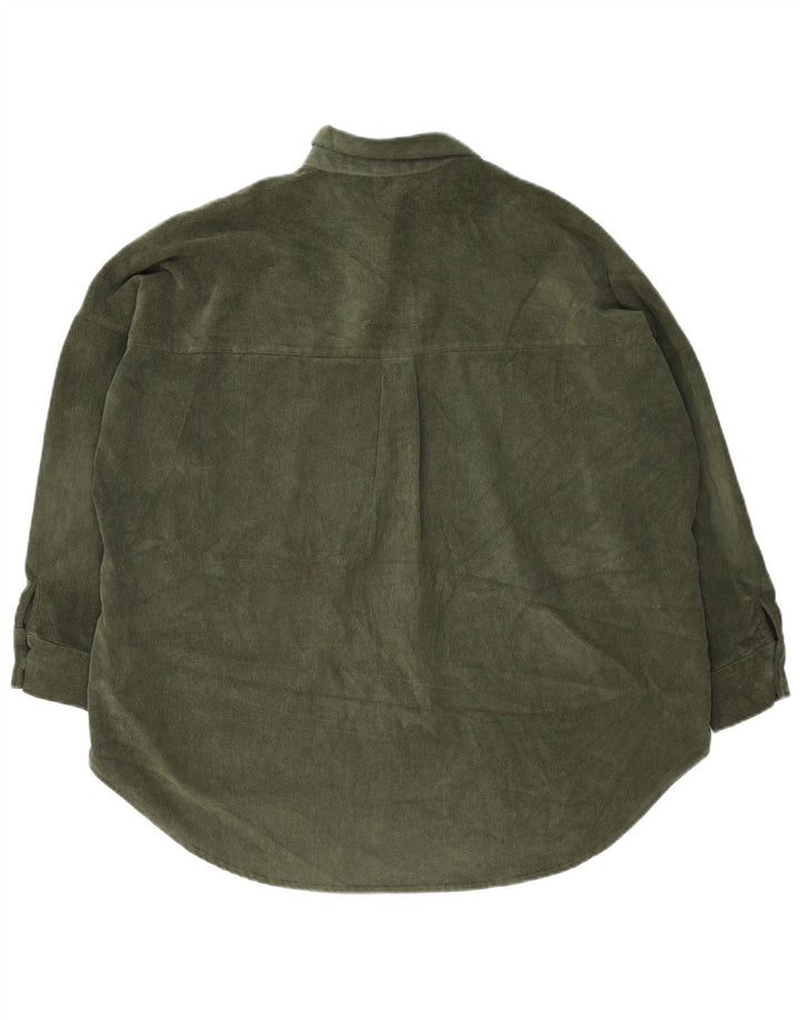Zara Chemise surdimensionnée en velours côtelé pour femme UK 14 Polyester vert moyen