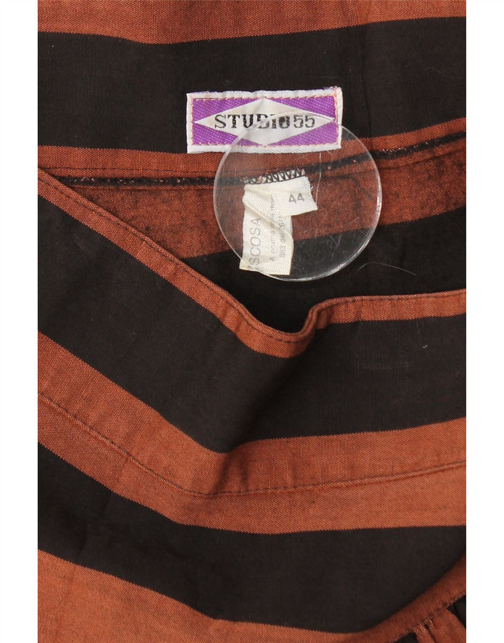 VINTAGE Mini jupe plissée femme IT 44 Medium W28 Viscose rayée marron