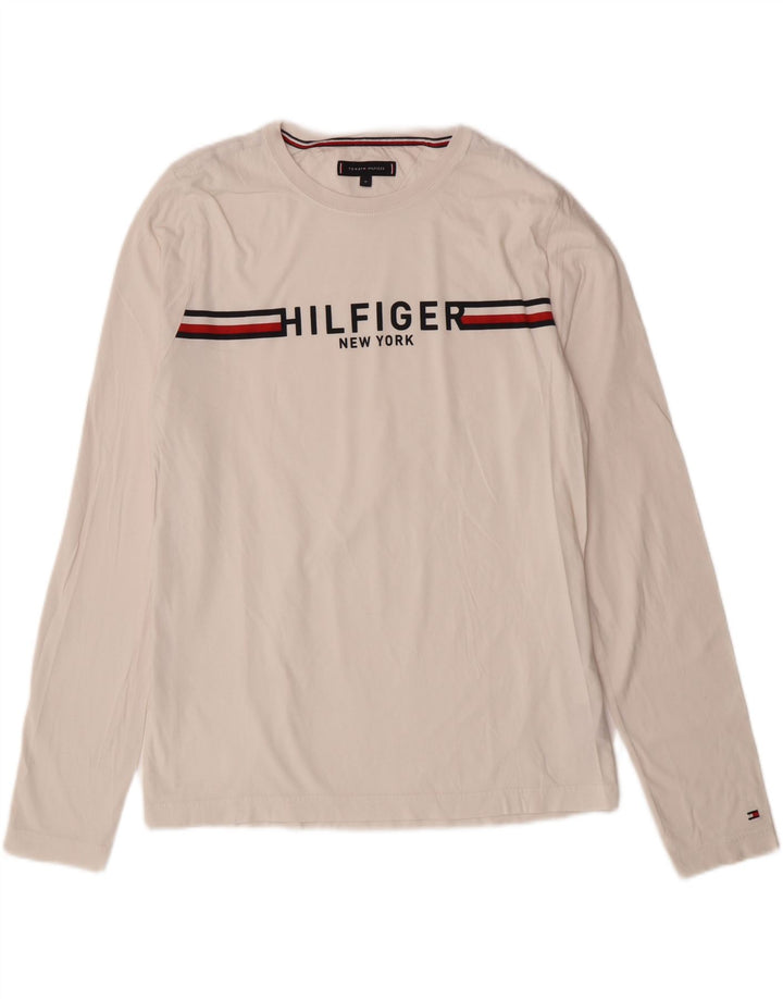 TOMMY HILFIGER Haut Graphique à Manches Longues Homme Blanc Cassé Rayé