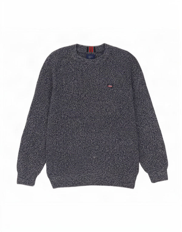 Gant Pull ras du cou pour homme XL en coton moucheté bleu marine