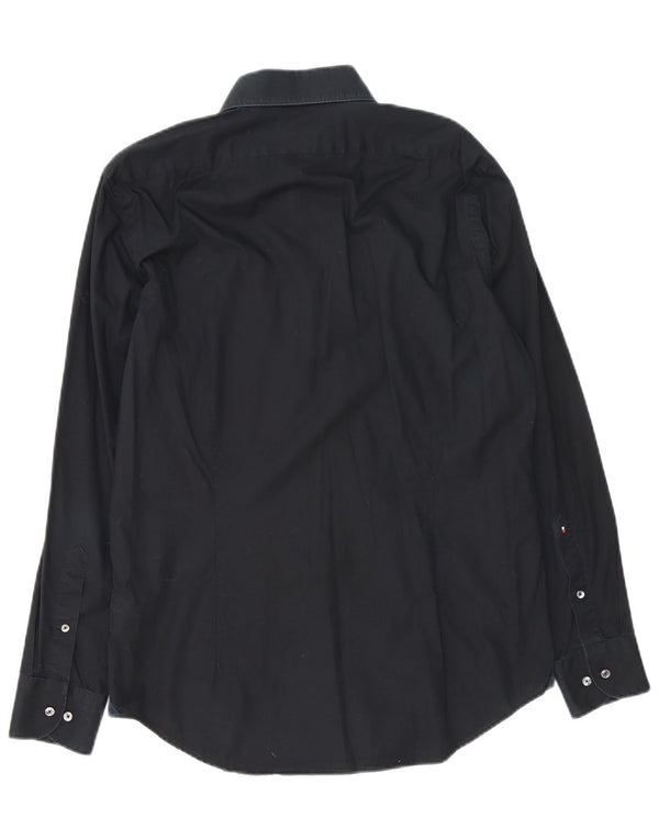 Tommy Hilfiger Chemise coupe ajustée pour homme Taille 40 15 1/2 Coton noir moyen