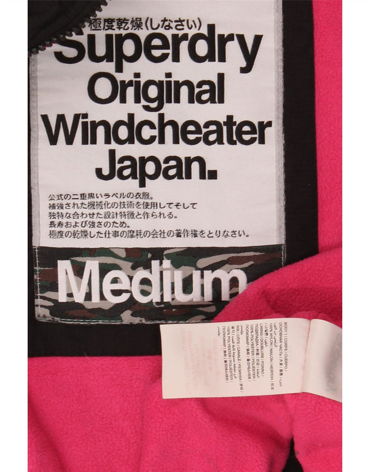 SUPERDRY Veste coupe-vent à capuche Windcheater pour femme UK 14 Medium Noir