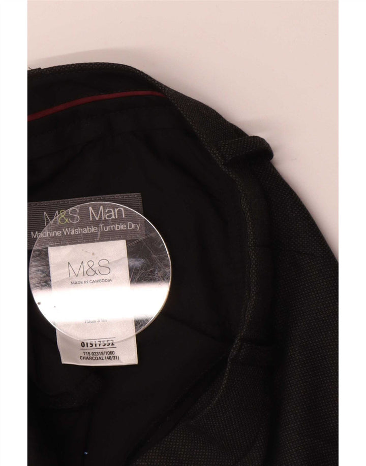 Marks & Spencer Pantalon de costume droit pour homme W40 L31 Gris Polyester