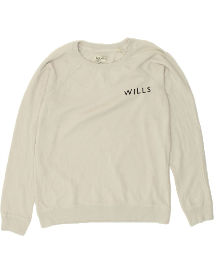 JACK WILLS Womens Sweatshirt Jumper UK 14 Large Grey Cotton Vintage Jack Wills and Second-Hand Jack Wills from Messina Hembry 