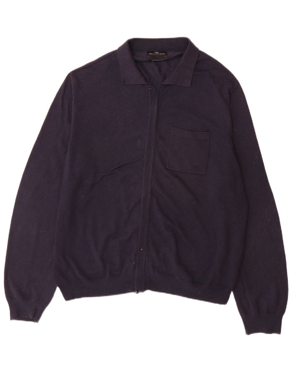 Marks & Spencer Pull Cardigan Homme XL Bleu Marine Coton