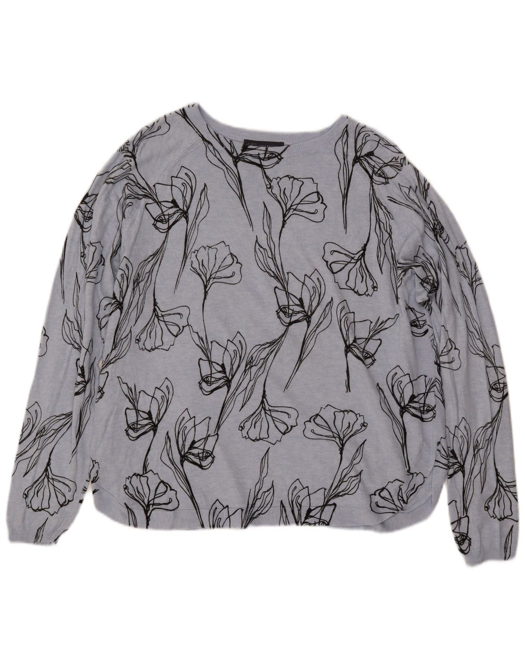 MARKS & SPENCER Pull col bateau pour femme UK 18 XL Bleu floral