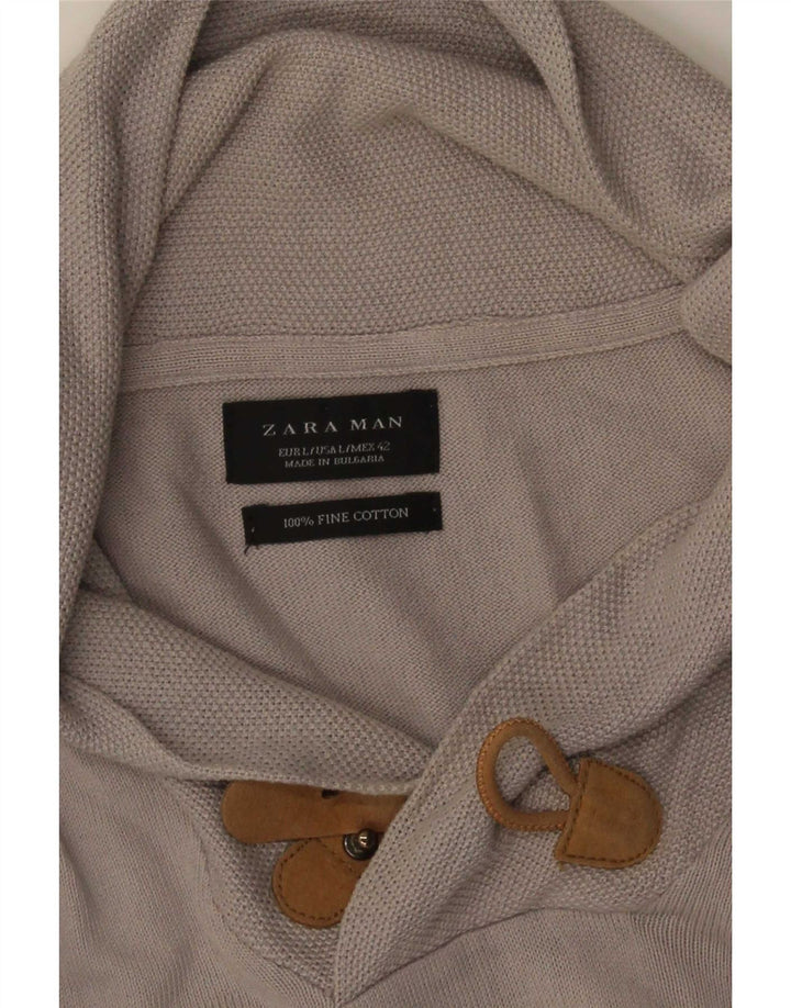 Zara Homme Pull Col Châle Pull Large Gris Coton