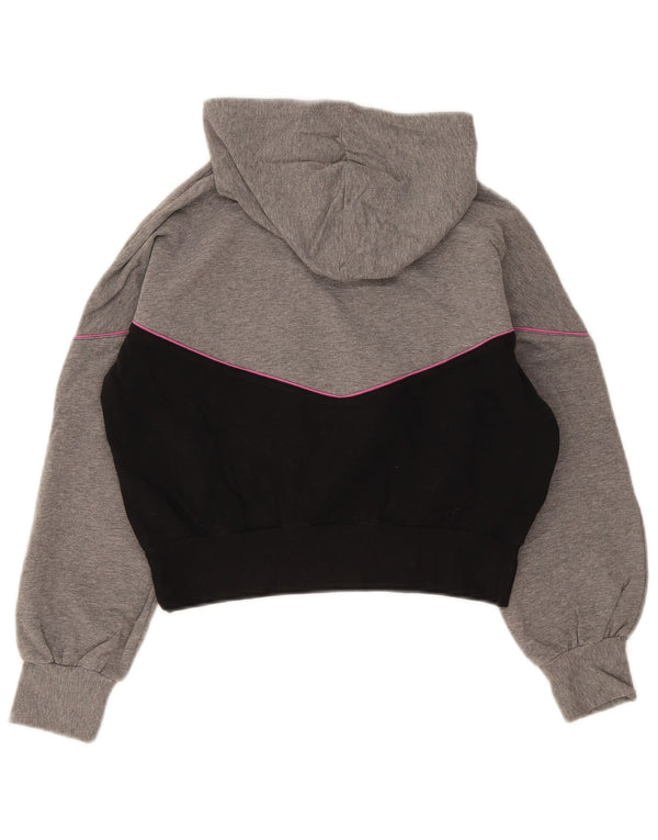 Benetton Pull à capuche graphique pour fille 11-12 ans 2XL Gris Colorblock