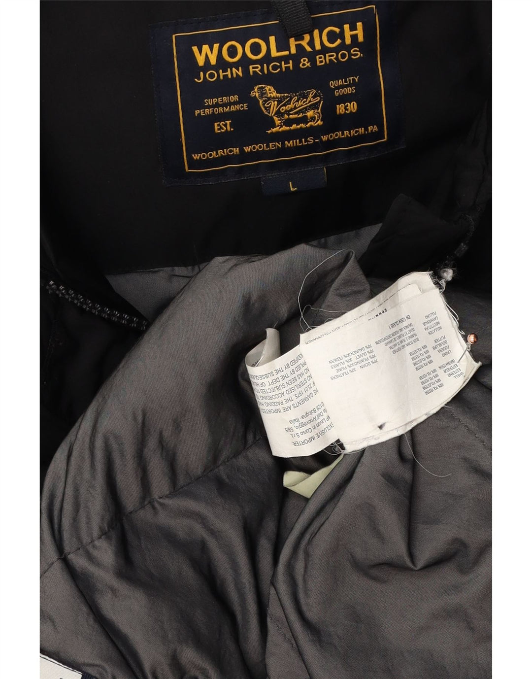 WOOLRICH Manteau rembourré à capuche pour femme UK 16 Large Noir Polyester