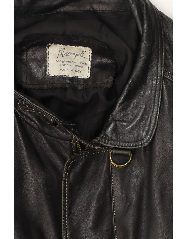 veste en cuir homme vintage UK 44 2XL Noir