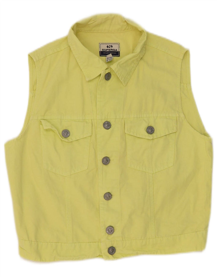Superga Femme Crop Denim Gilet IT 44 Coton Jaune Moyen