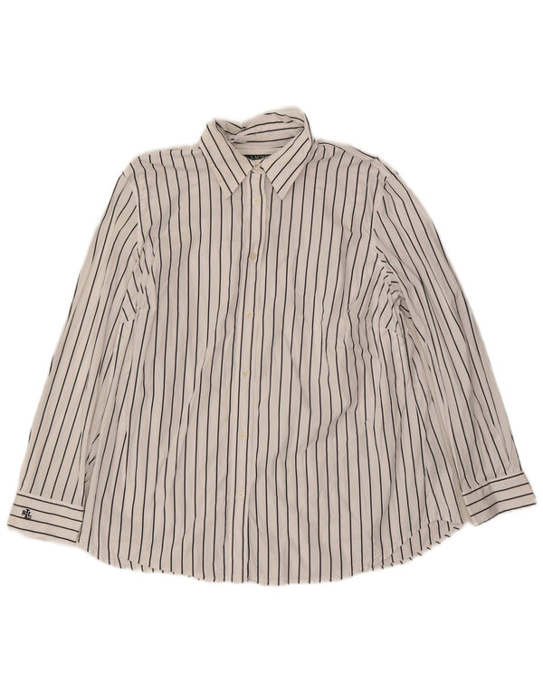 Ralph Lauren Chemise Femme UK 18 XL Coton à fines rayures blanches