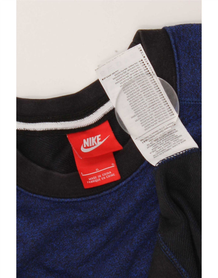 Nike Sweat-shirt pour homme en coton color block Bleu Taille L