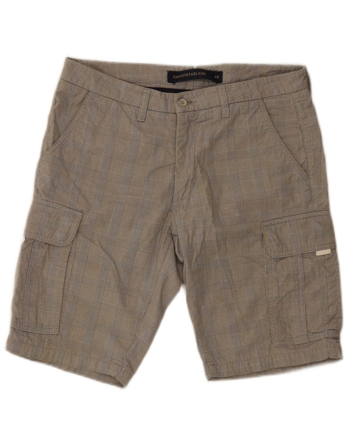 Harmont & Blaine Short cargo pour homme IT 48 Medium W30 Gris à carreaux en coton