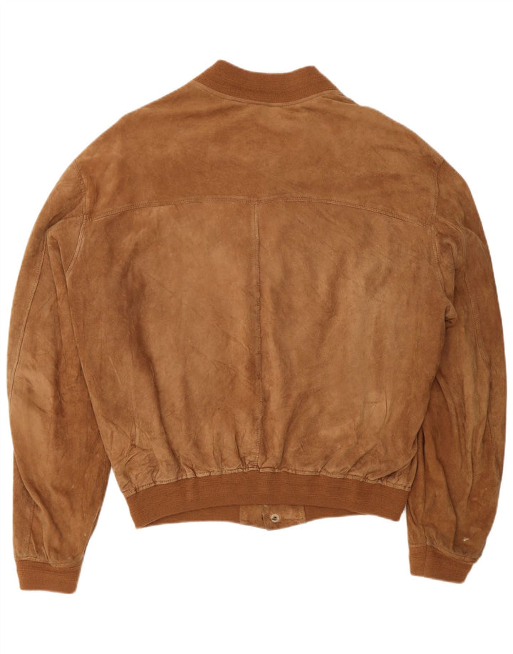 vintage Mens Suede Bomber Jacket UK 40 Grand Brun