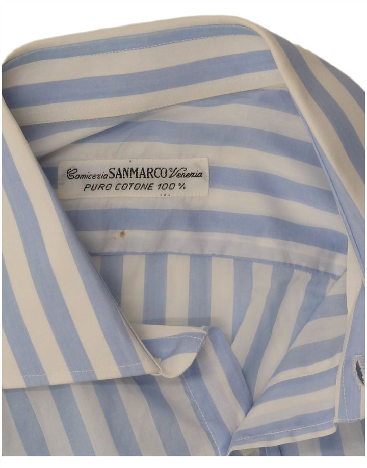 Chemise homme vintage Grand coton à fines rayures bleues