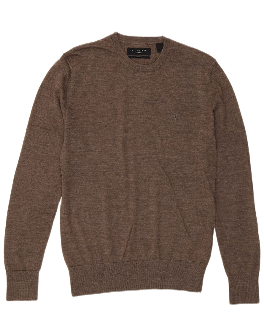 All Saints Pull à col rond en laine mérinos marron moyen pour homme