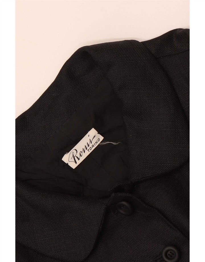 vintage Femmes 7 bouton Blazer Veste UK 8 Petit Noir